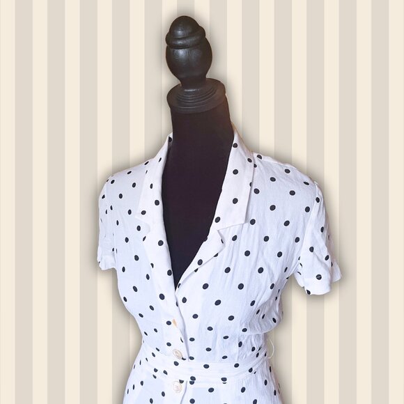 Second Hand Wilfred White + black polka dot button-up dress - Size: XSmall - Picture 1 of 7